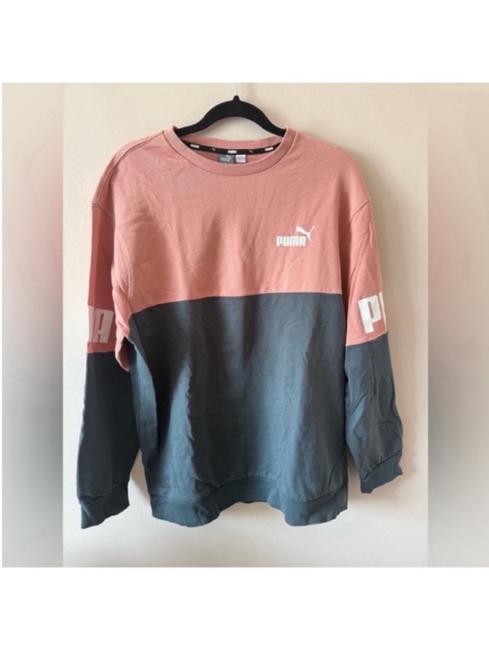 Puma Men’s Pink and Gray Colorblock Crewneck